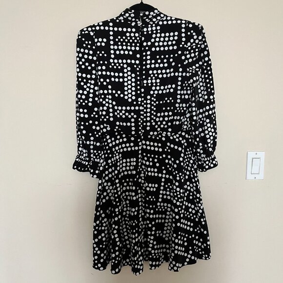 KARL LAGERFELD PARIS Women's Dot-Print Mock-Neck 3/4-Sleeve Dress Size 4 New - Picture 2 of 9